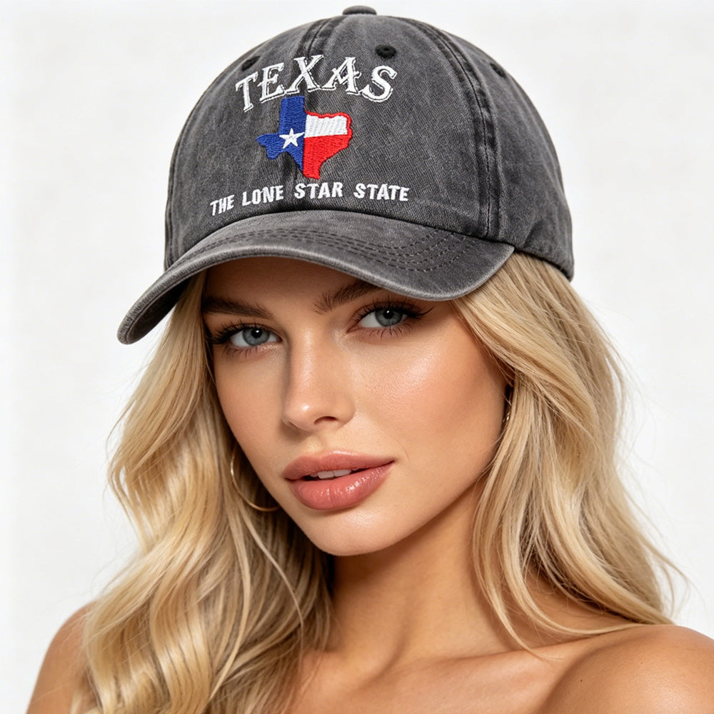 Texas Lone Star State Embroidered Baseball Cap | Vintage Washed Cotton Hat | Unisex Texas Pride Gift