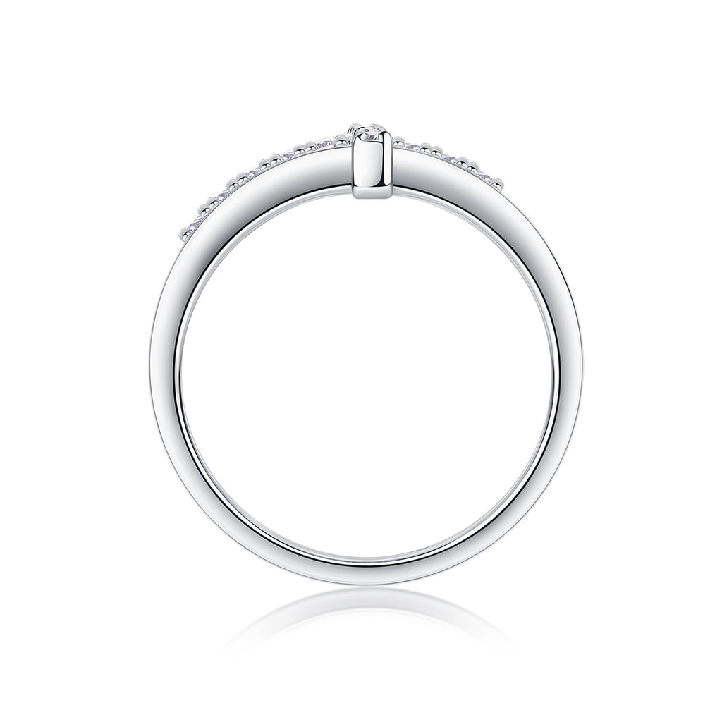 Holy Cross Moissanite Ring | Platinum Plated S925 Sterling Silver | Luxury Christian Faith Jewelry Gift for Women