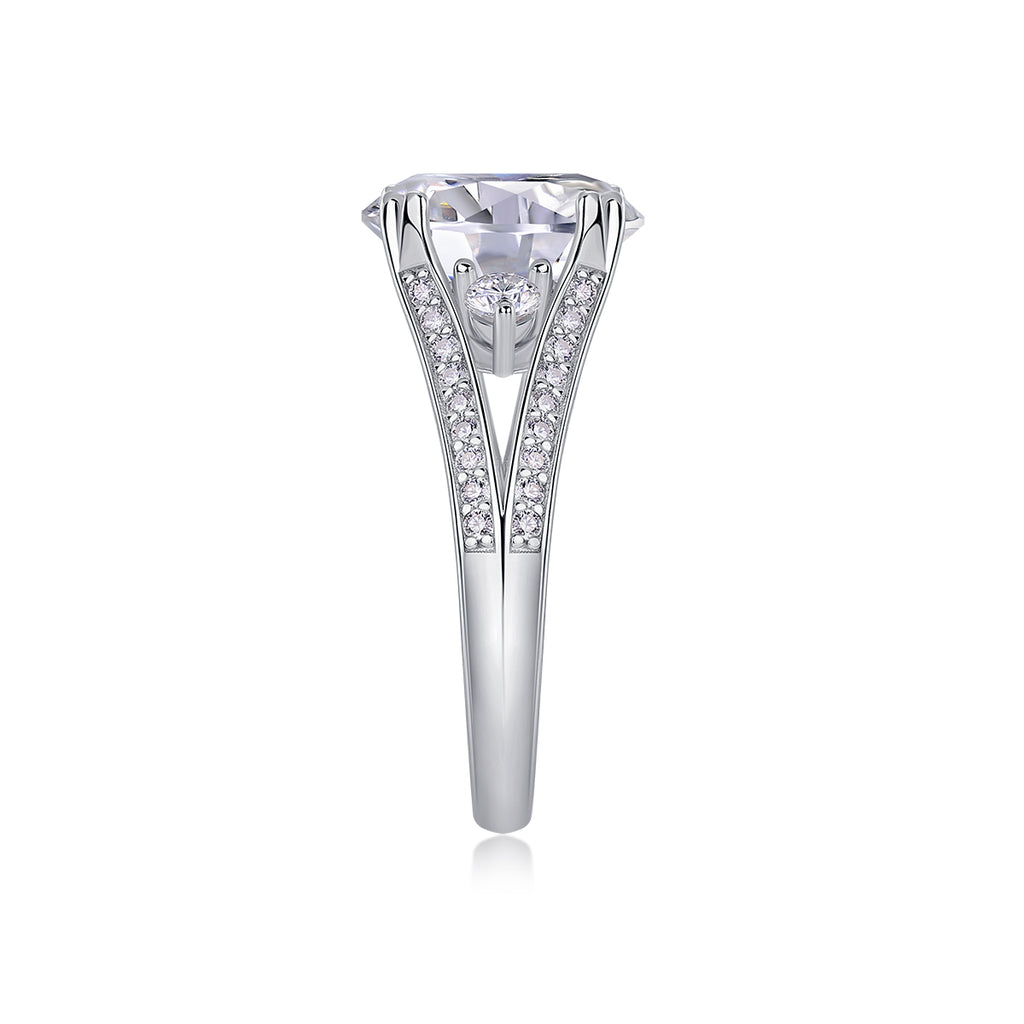 5 Carat Moissanite Engagement Ring | Platinum Plated S925 Sterling Silver | Luxury Diamond Alternative Ring for Women
