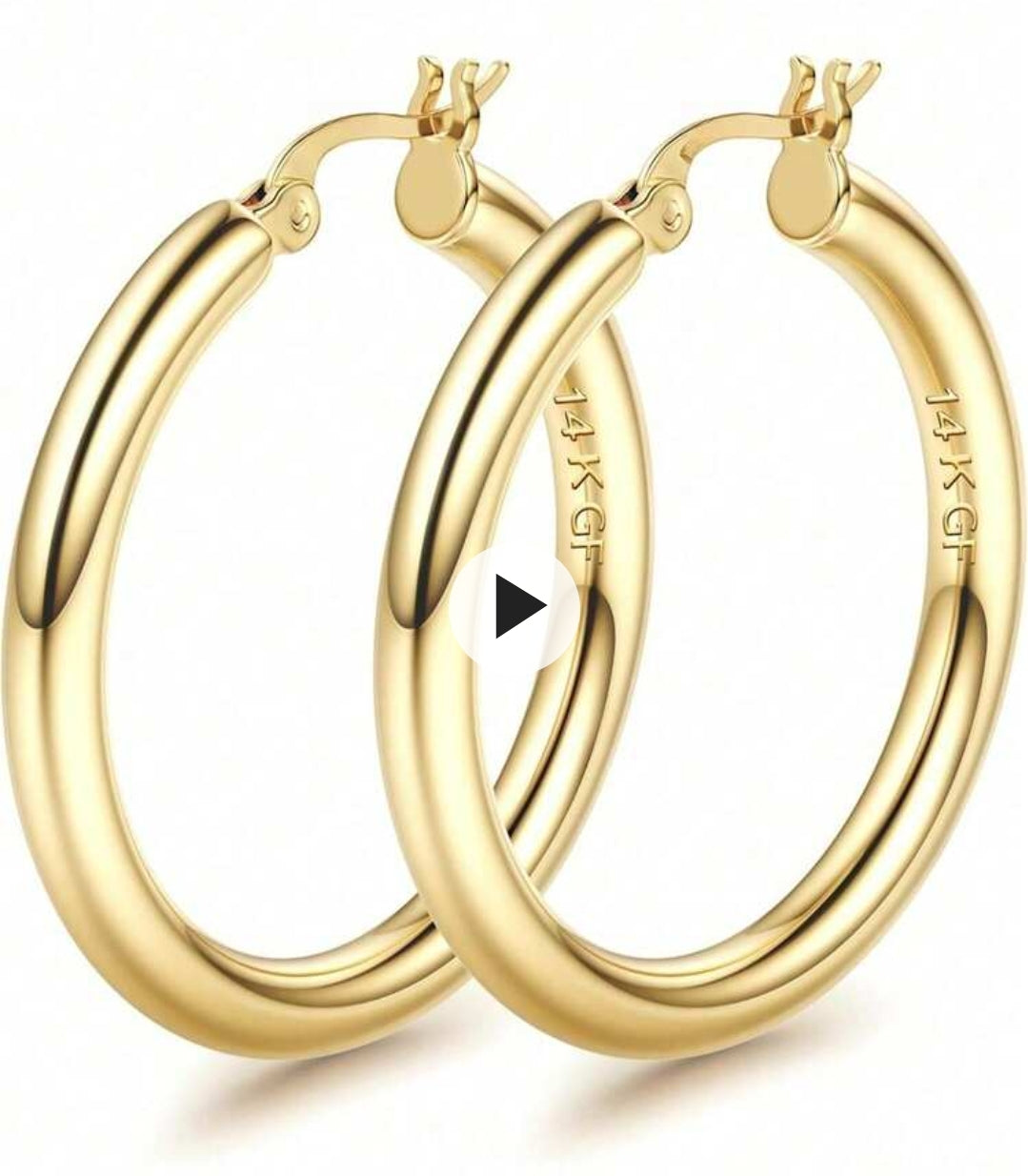 14K Gold Filled Hoop Earrings | 40mm Creole Hoops | Hypoallergenic Fine Jewelry for Women & Girls